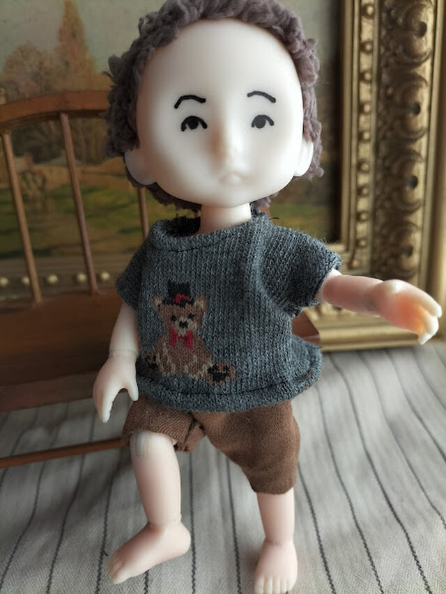 ☆sale 背丈15cm 男の子セリアドールと服 BB 絣の着物