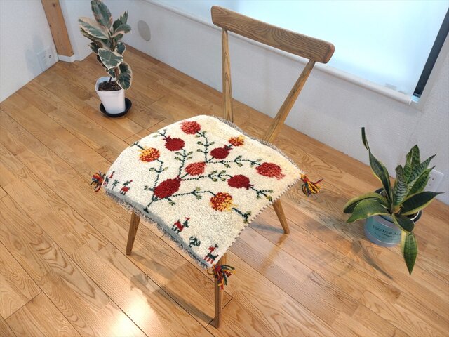 秋の目玉品】】ペルシャ ギャッベ ミニマット 43x41.5cm グレー