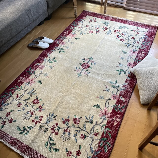 vintage rug トルコ ヴィンテージラグ ミニラグ グリーン