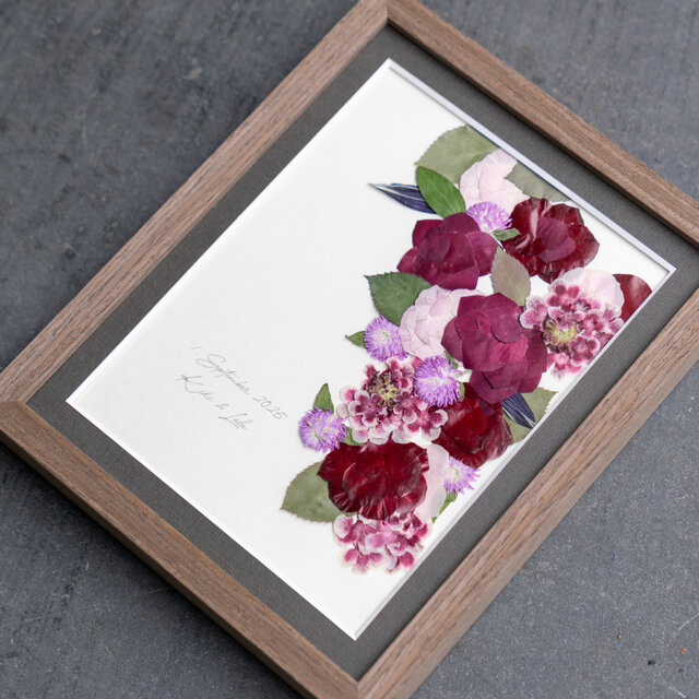 押し花アート　アフターブーケ　帝国ホテルロゴ入り ウェディングブーケを押し花アート額に残しませんか？Lサイズ