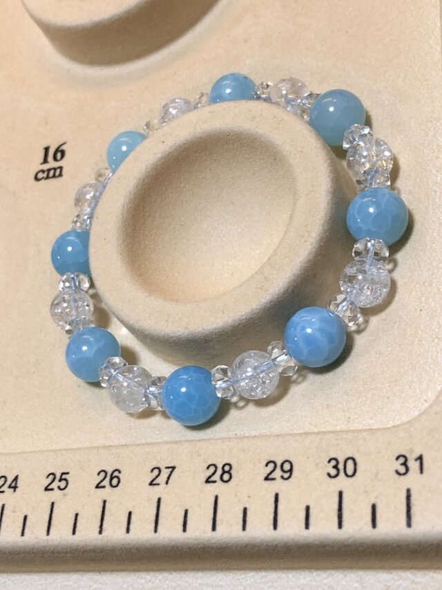 ラリマーブルーアゲート デザイン 天然石ブレスレット | iichi 日々の