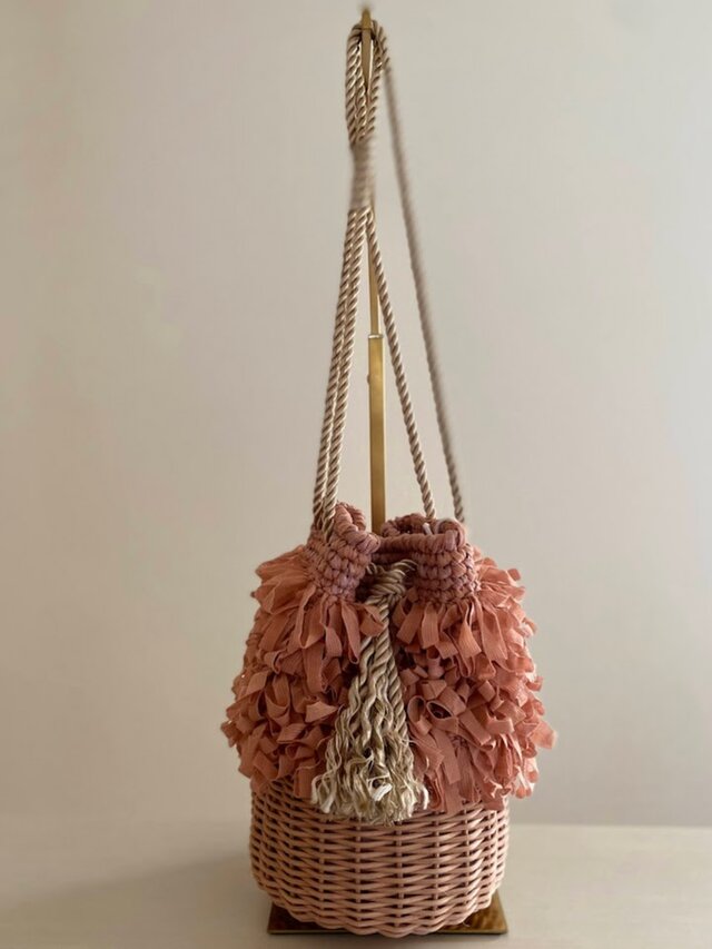1点在庫あり】「モカ」籐とかぎ針編みのバッグMeggBag poche /かご