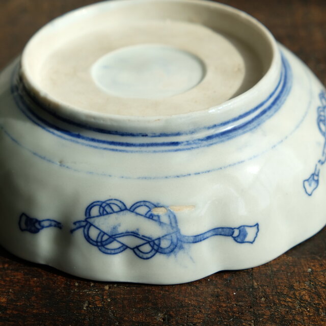 細かな花唐草で素敵◇瀬戸焼 花文印判膾皿 骨董品 antiques 丁寧な