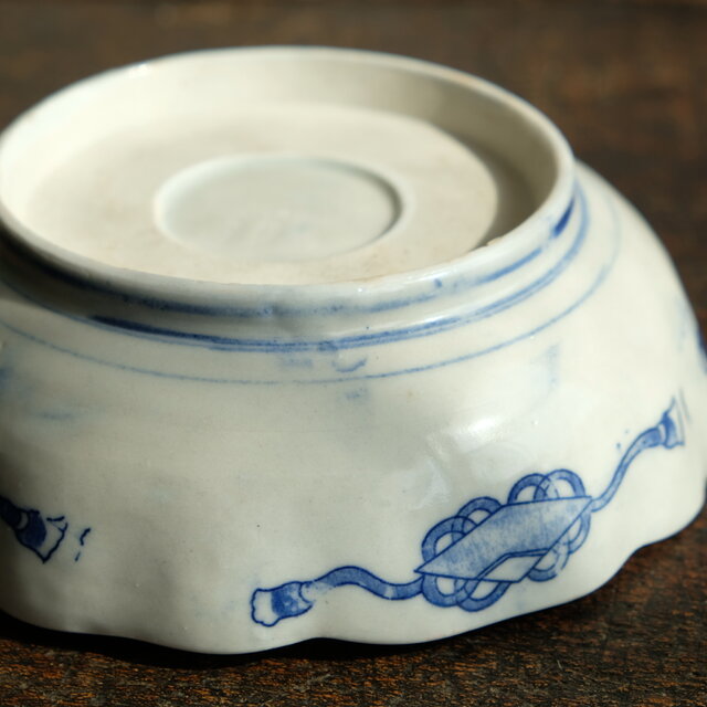 細かな花唐草で素敵◇瀬戸焼 花文印判膾皿 骨董品 antiques 丁寧な