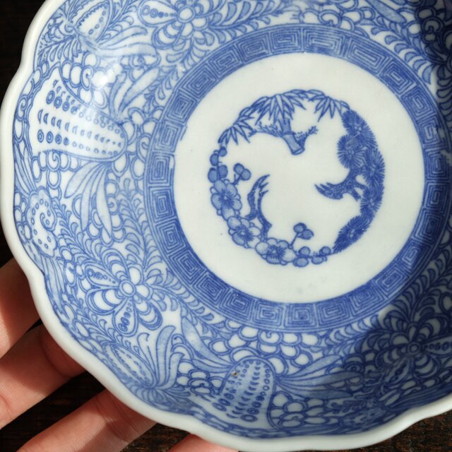 412『瀬戸 花唐草文 皿』 /骨董品 古美術 古道具 アンティーク 412