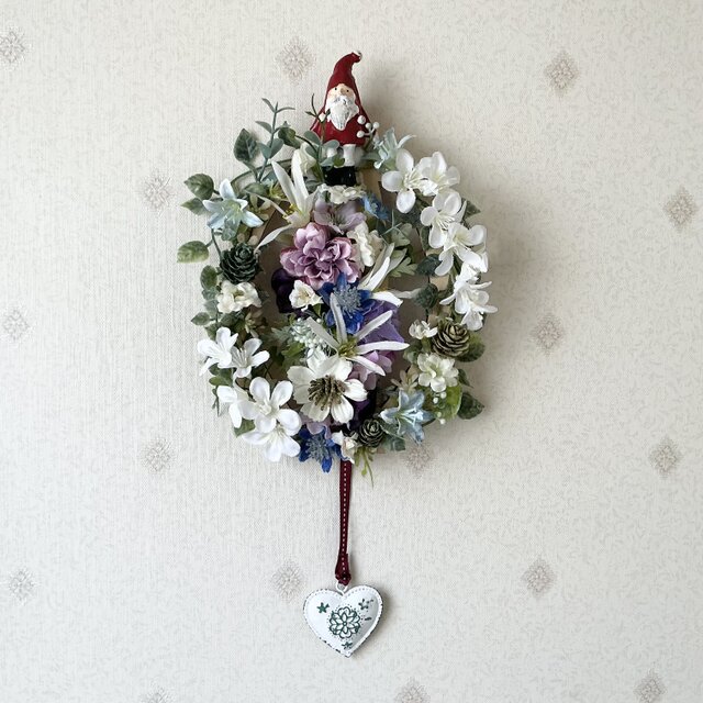クリスマス飾り★壁掛けタイプ  （クリスマス、サンタクロース、アーティフィシャルフラワー）
