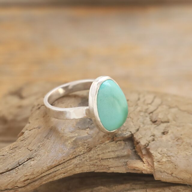 Natural Green Turquoise Ring 天然グリーンターコイズのリング
