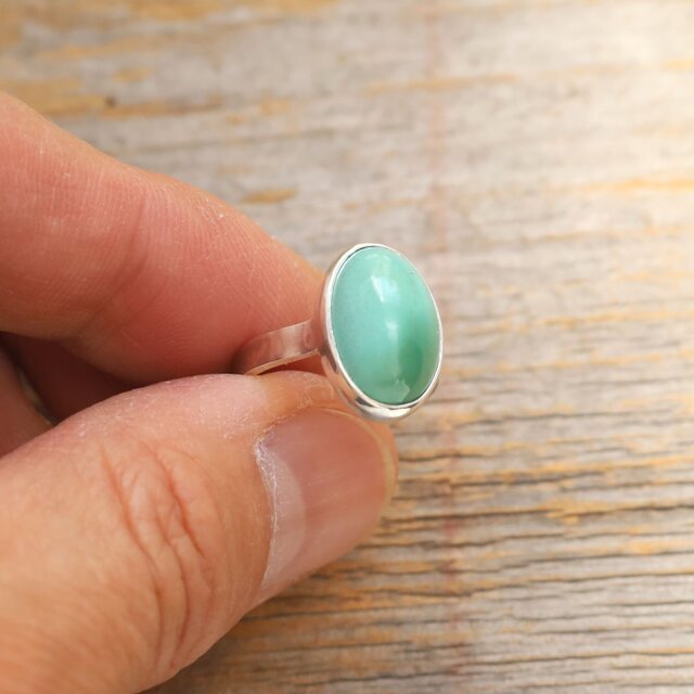 Natural Green Turquoise Ring 天然グリーンターコイズのリング