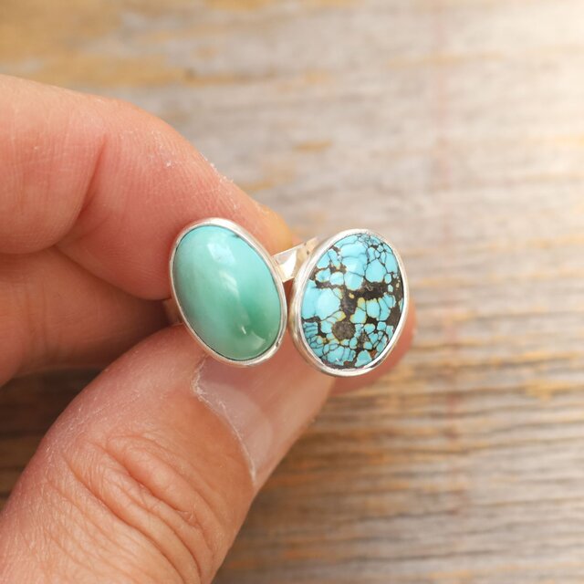 Natural Green Turquoise Ring 天然グリーンターコイズのリング