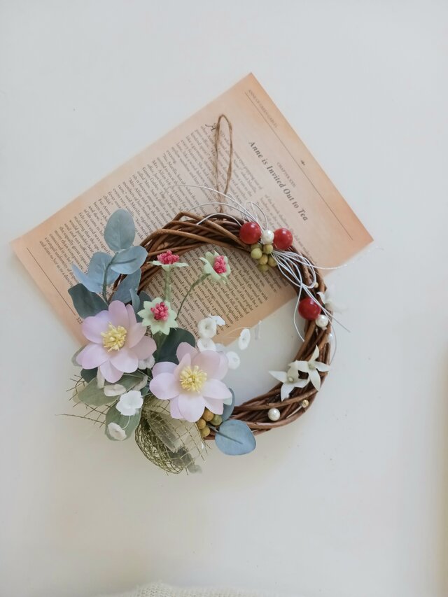 染め布花＊ナチュラルなひなぎくのリース | iichi 日々の暮らしを