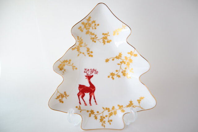トナカイ☆ツリー型プレートLサイズ(レッド) | iichi 日々の