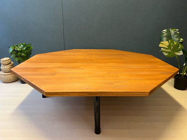 送料無料】 ローテーブル 8角 120cm パイン オーク塗装 折りたたみ脚