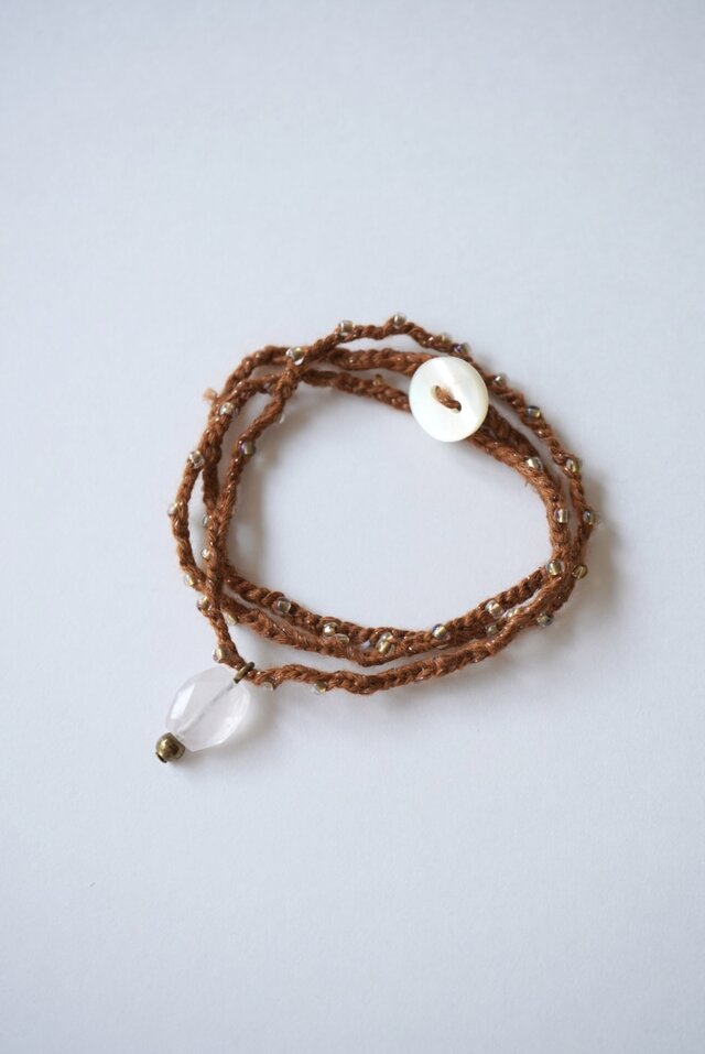 Koeda -ローズクォーツ刺繍糸のネックレス