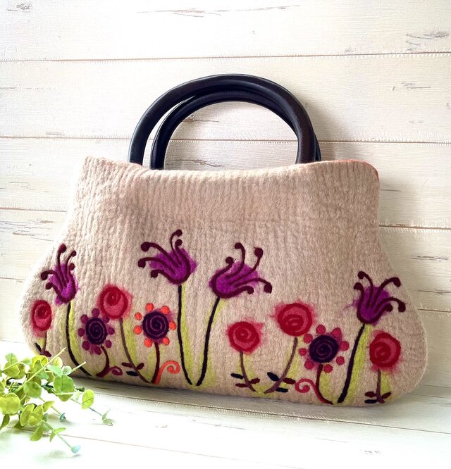 クラシカルガーデン　ミニサイズ　＊ベージュ＆オレンジ＊ 　１点のみ