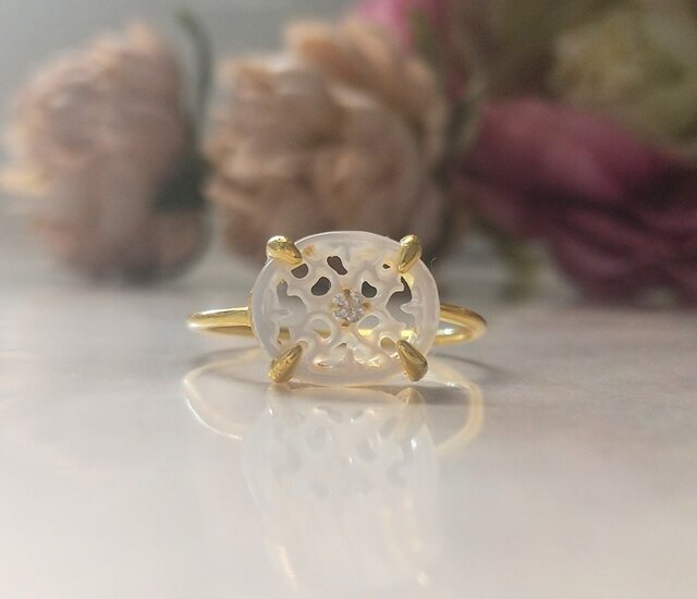 silver925 】K18gp 白蝶貝レースリング | iichi 日々の暮らしを