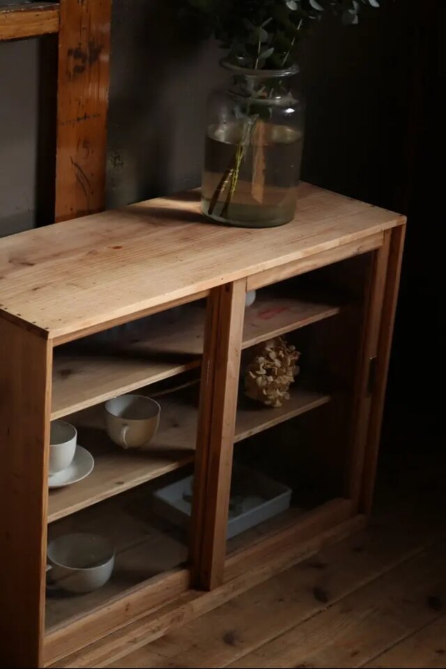 古道具《antique shelf》漆塗り 食器棚 本棚 時代箪笥-