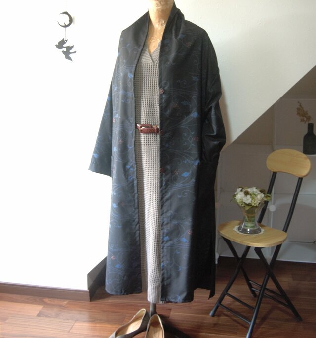 大島紬七マルキ 木の実のライトコート 着物リメイク | iichi 日々の 