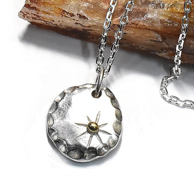 K18 太陽 シルバー ネックレス 一点物 No-02