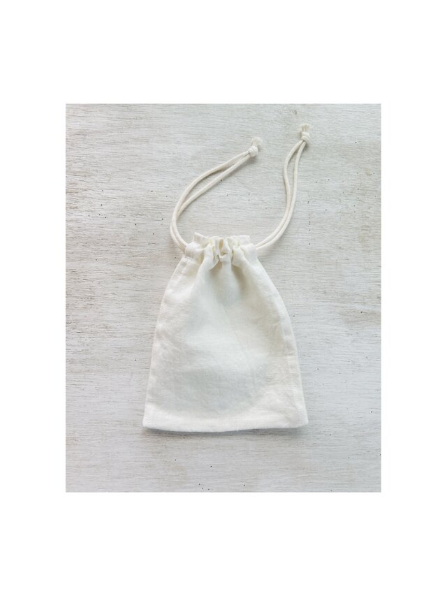 リネン巾着　　白