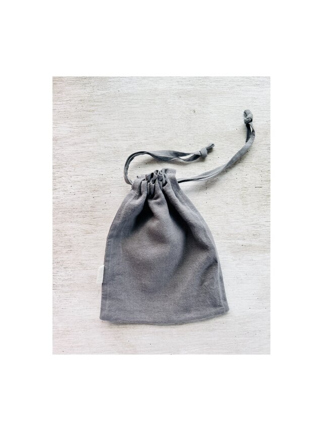 リネン巾着　　グレー