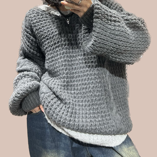 ニット ふわふわカメリアニットセーター - レディースファッション
