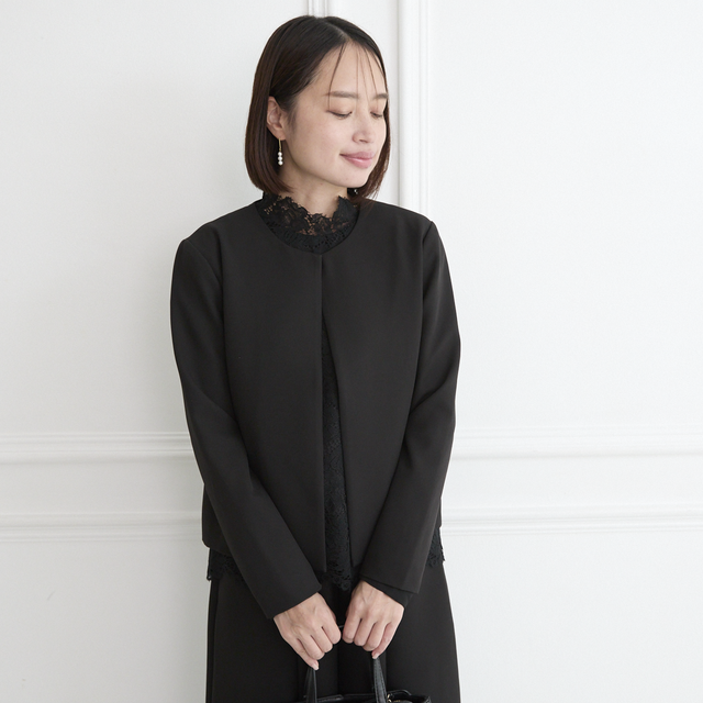 ノーカラージャケット 2サイズ ブラック 0610BK | iichi 日々の暮らし