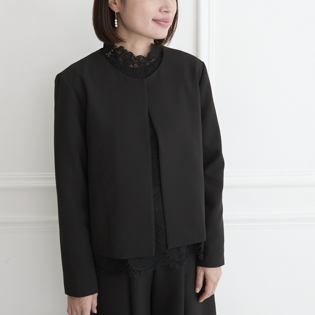 バックフリル ノーカラージャケット 2サイズ ブラック 0611BK | iichi