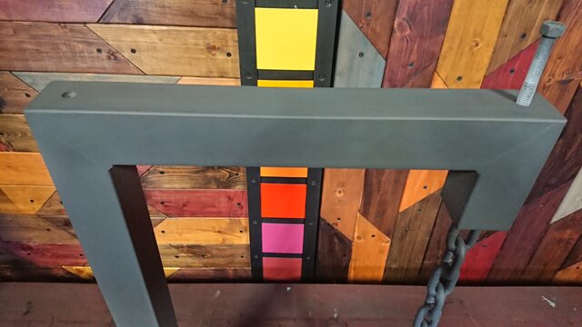 マットグレーでアイアンな極太＆チェーン鉄脚♪ 50×400×650mm □型 2脚