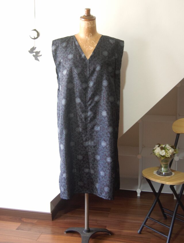 展示品 藍大島 花唐草のロングチュニック 着物リメイク | iichi 日々の