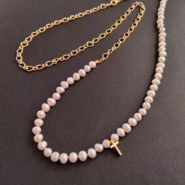 pearl＆chain necklace / オールノット | iichi 日々の暮らしを