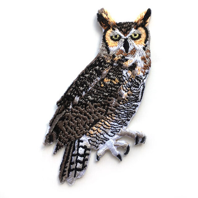 アップリケワッペン リアル ミミズク W-1473　ふくろう 梟 鳥 野鳥 とり