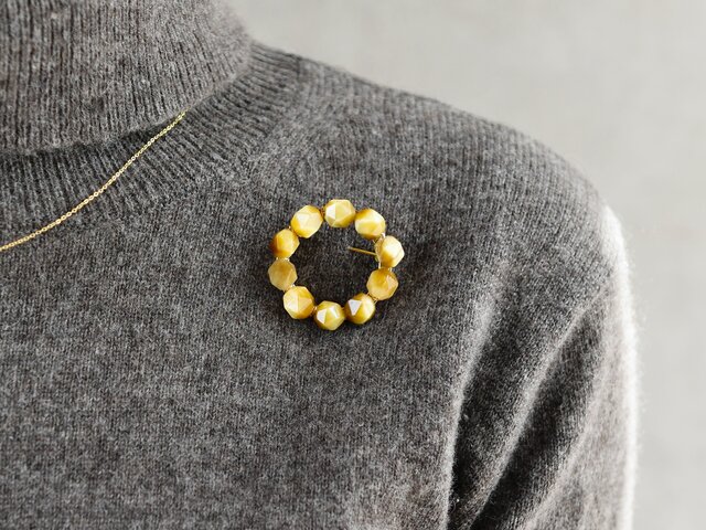 再販【ブローチ・Sサイズ】銀杏 ナチュラル イエロー・リース | iichi