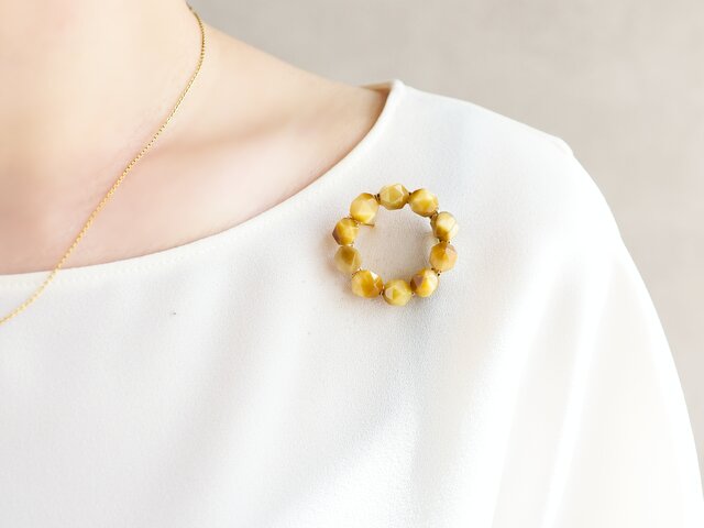 再販【ブローチ・Sサイズ】銀杏 ナチュラル イエロー・リース | iichi