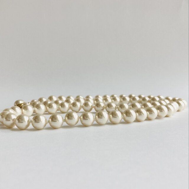 樹脂パールオールノットオペラネックレス/10mm約74cm/ホワイトベージュ/made in japan