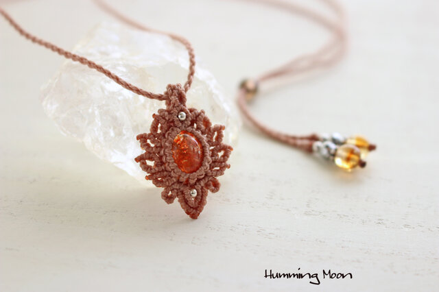 Silver925》サンストーンのマクラメペンダントネックレス | iichi 日々