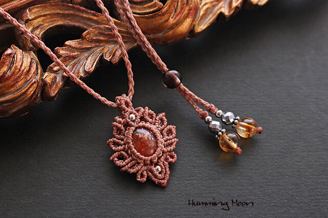 Silver925》サンストーンのマクラメペンダントネックレス | iichi 日々