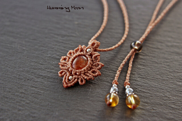 Silver925》サンストーンのマクラメペンダントネックレス | iichi 日々