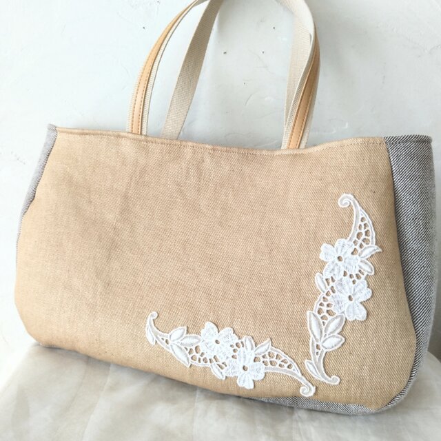 新品/未使用】ハンドメイド/刺繍アンティークレースバッグ