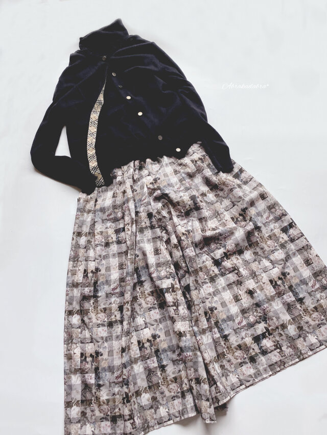 Liberty Archive Gingham ギャザー・タック パンツ gris（大人）