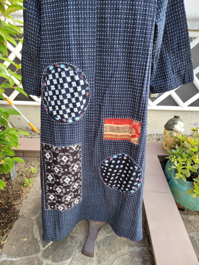 着物リメイク 古布 手作り ゆったり かすり 型染め 更紗 パッチ