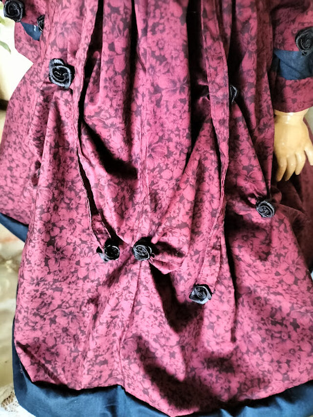 ドール背丈６５～７０ｃｍ用 ワイン色の豪華なドレスとボネ | iichi 