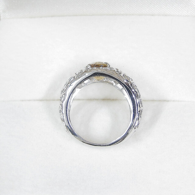 天然ジルコンとSV925の指輪（リングサイズ：9号、ロジウム、天然石、ロストワックス）