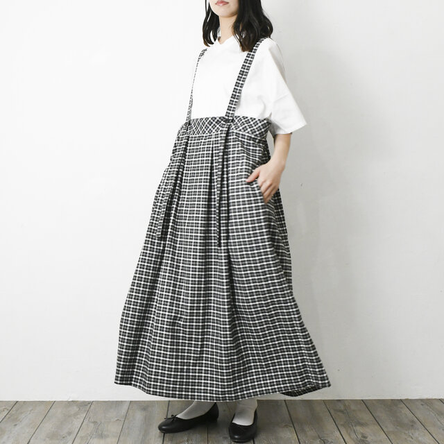 【完全一点物】サロペットスカート（ギンガムチェック）