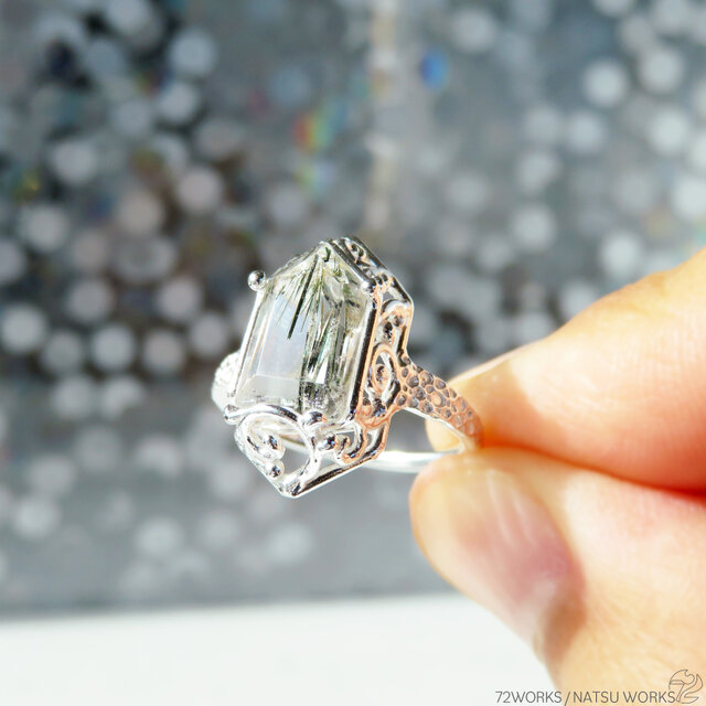 アクチノライト in クォーツ リング / Actinolite in Quartz