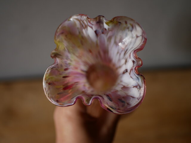 クリシー オパリンガラス フラワーベース フランスアンティーク