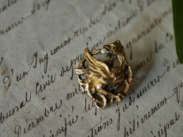 御成約品 FIX グリフォン ゴールドプレート アンティーク