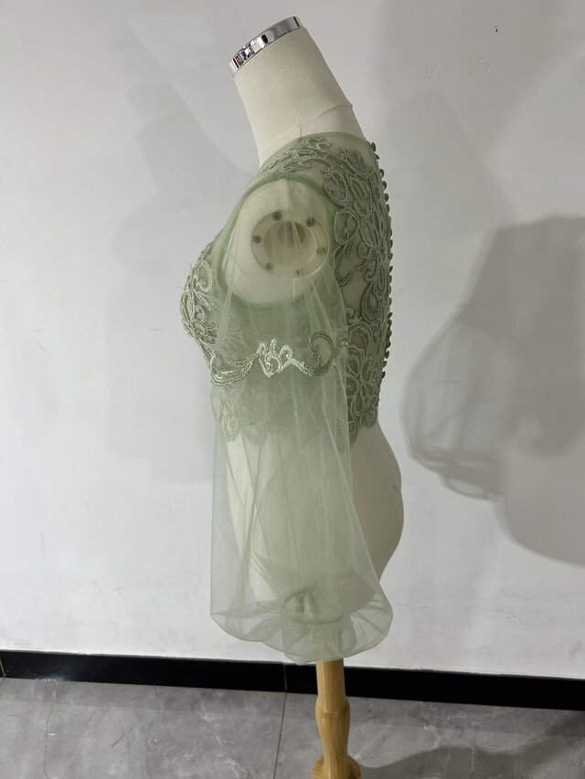 ウエディングドレス用ボレロ トップスのみ 長袖 くるみボタン 繊細