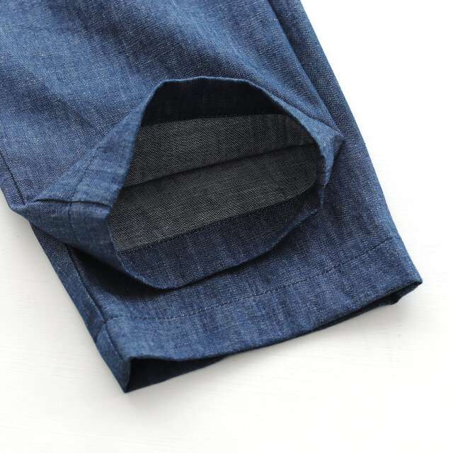 FIRMUM シルク紬糸12ozデニムテーパードパンツ ネップ インディゴ S