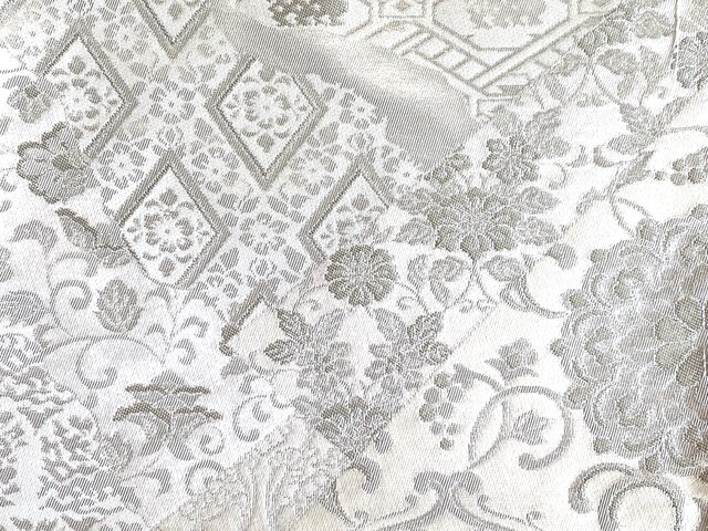 西陣織 プラチナ銀箔二重織 シルバー パーティーバッグ 和装バッグ