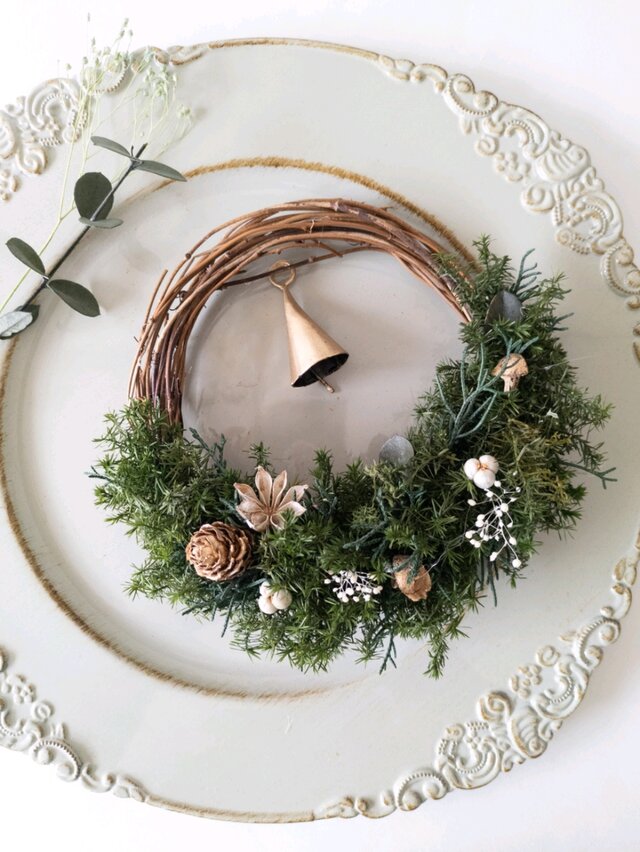 小さなクリスマスリースとオーナメントのセット クリスマス